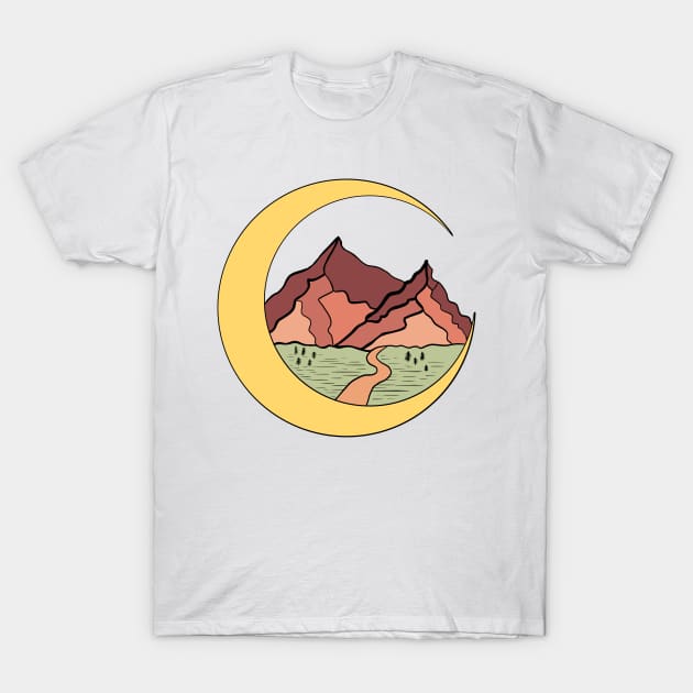 Crescent Moon Mountains T-Shirt by Mey Designs